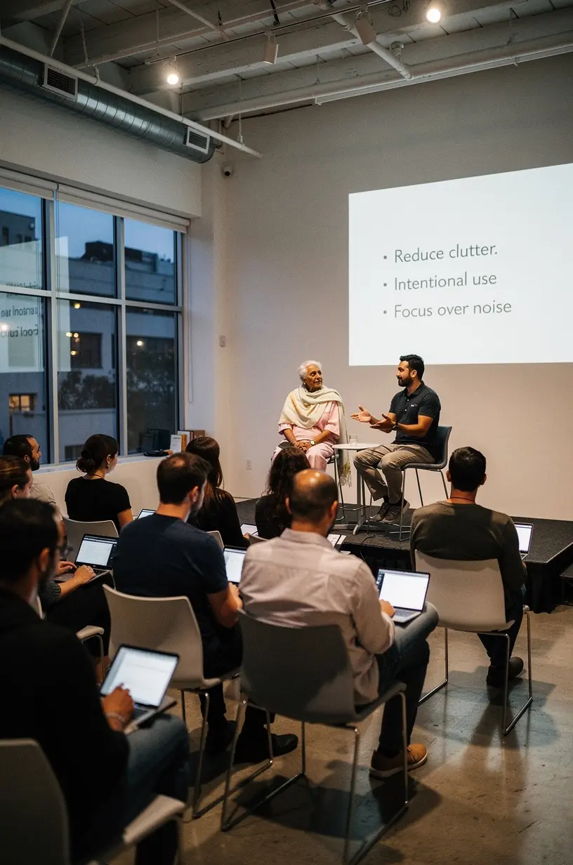 Illustration of simplified app icons arranged neatly on a smartphone screen